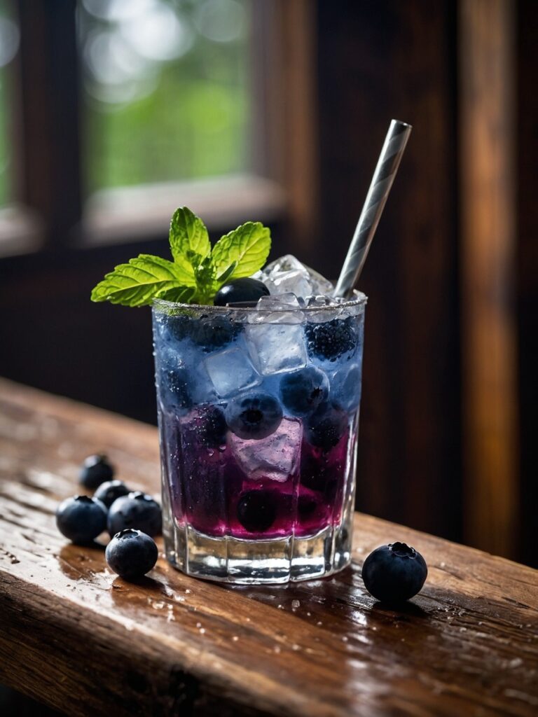 Refreshing blueberry mojito