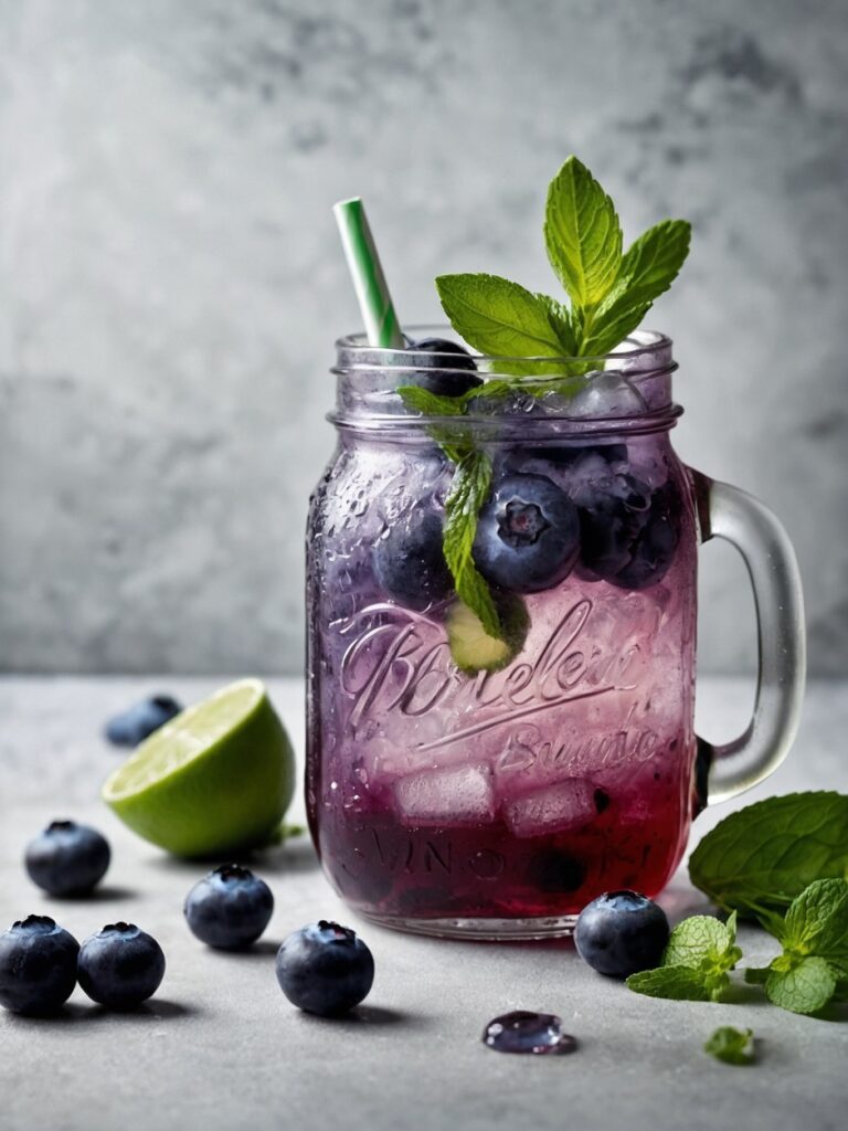 Mint blueberry cocktail