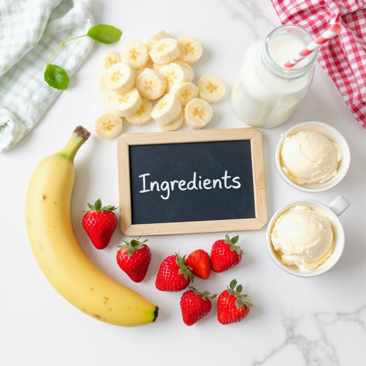 Strawberry Banana Milkshake ingredients