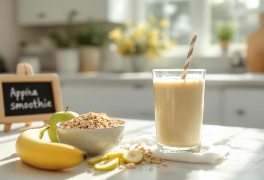 Banana Apple and Oats Smoothie for Healthy Weight Loss