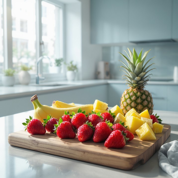 colorful strawberry banana pineapple smoothie