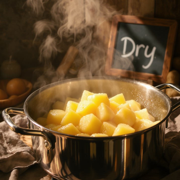 Drain the potatoes completely, then return them to the hot, empty pot. Set the pot back on the (turned-off) hot burner for 1-2 minutes. Shake the pot to let all excess moisture steam off. This is key.
